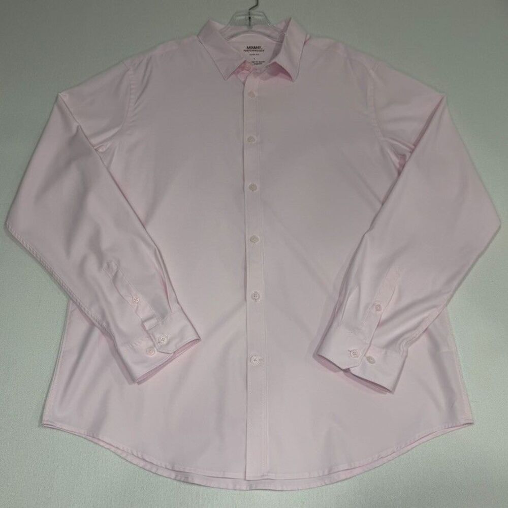 Mix & NY Performance Slim Fit Men's Pink Long Sleeve Shirt Size L Soft